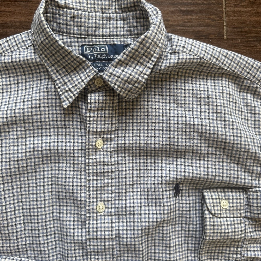 Polo Ralph Lauren Lowell Sport Shirt Men's L Blue White Gingham Cotton